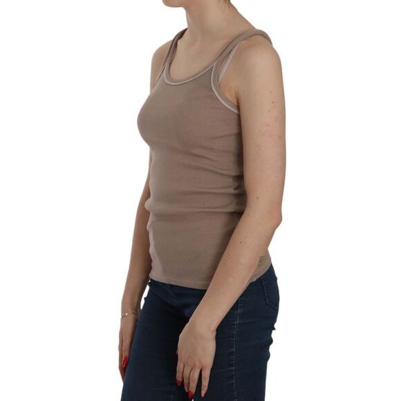 PINK MEMORIES Ribbed Tank Top TSH3922 Women Brown Tops & T-Shirts - Picture 3 of 5